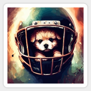 Cute dog puppy in football helmet Sticker